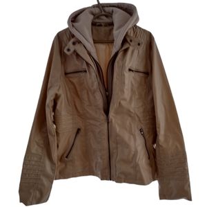 Convertible PU leather jacket